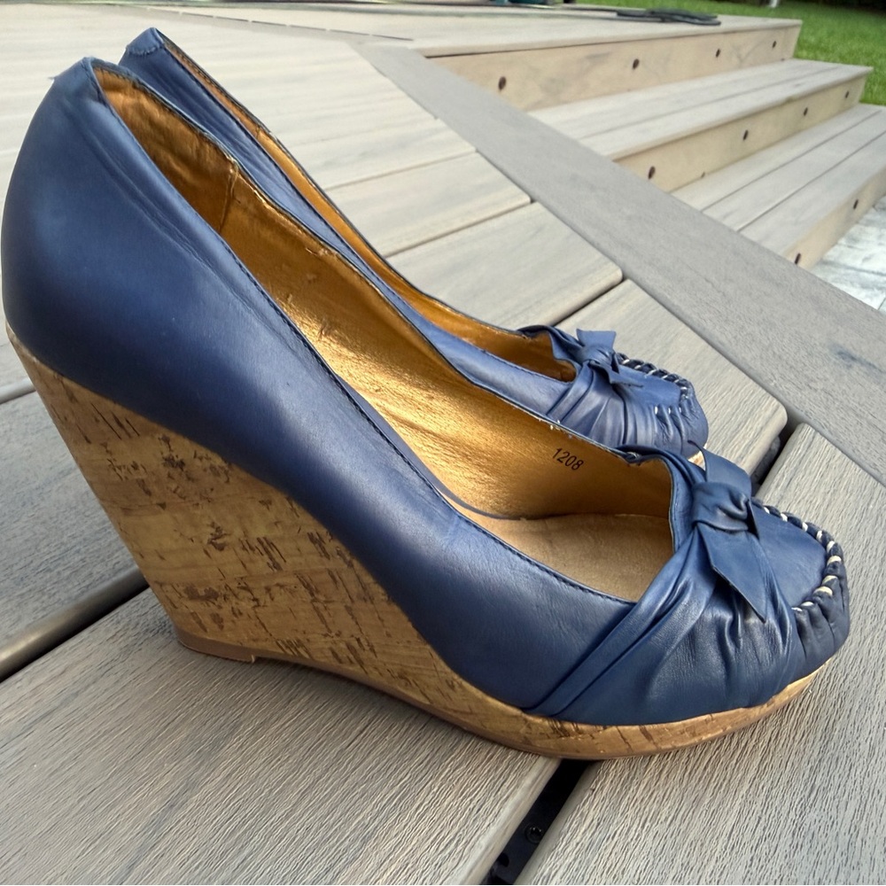 Seychelles Women's Navy Wedge Heels with Cork Platform